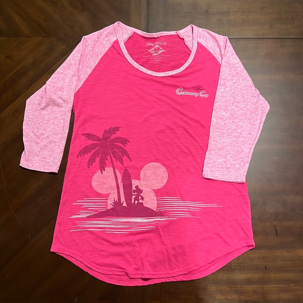 Disney Coastline Crew Pink Raglan Sleeve Women's Top